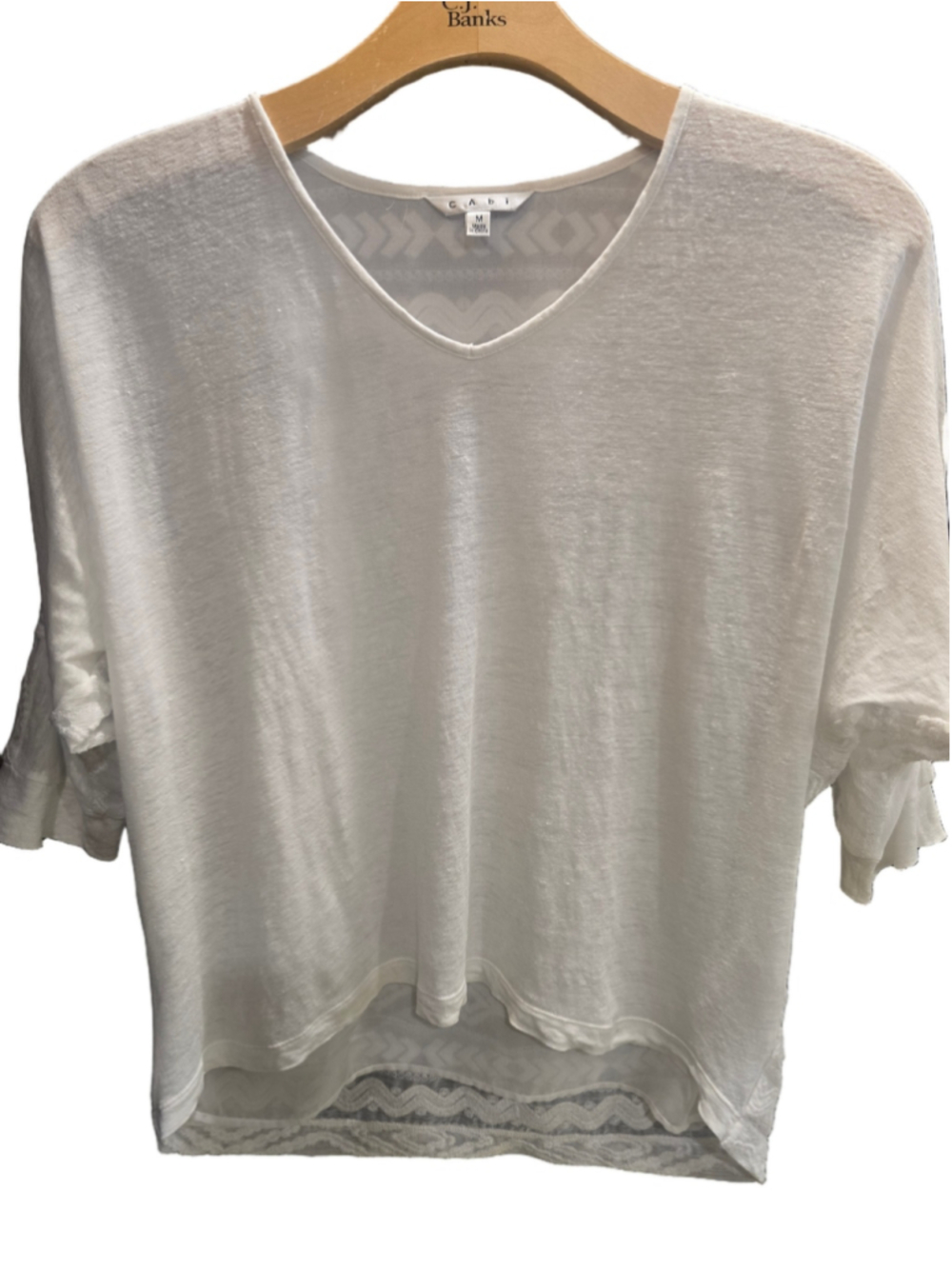 Women's Cabi White Waverly Linen Blend Blouse Size M